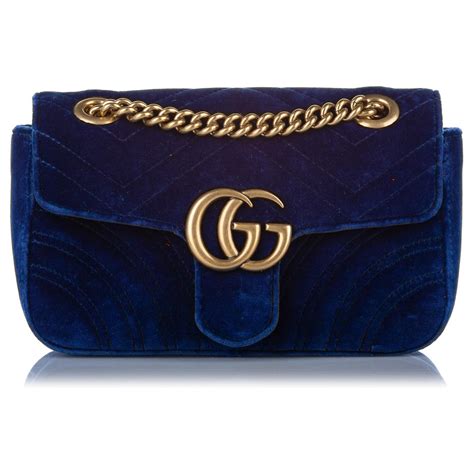 sac gucci velours bleu|sac marmont Gucci.